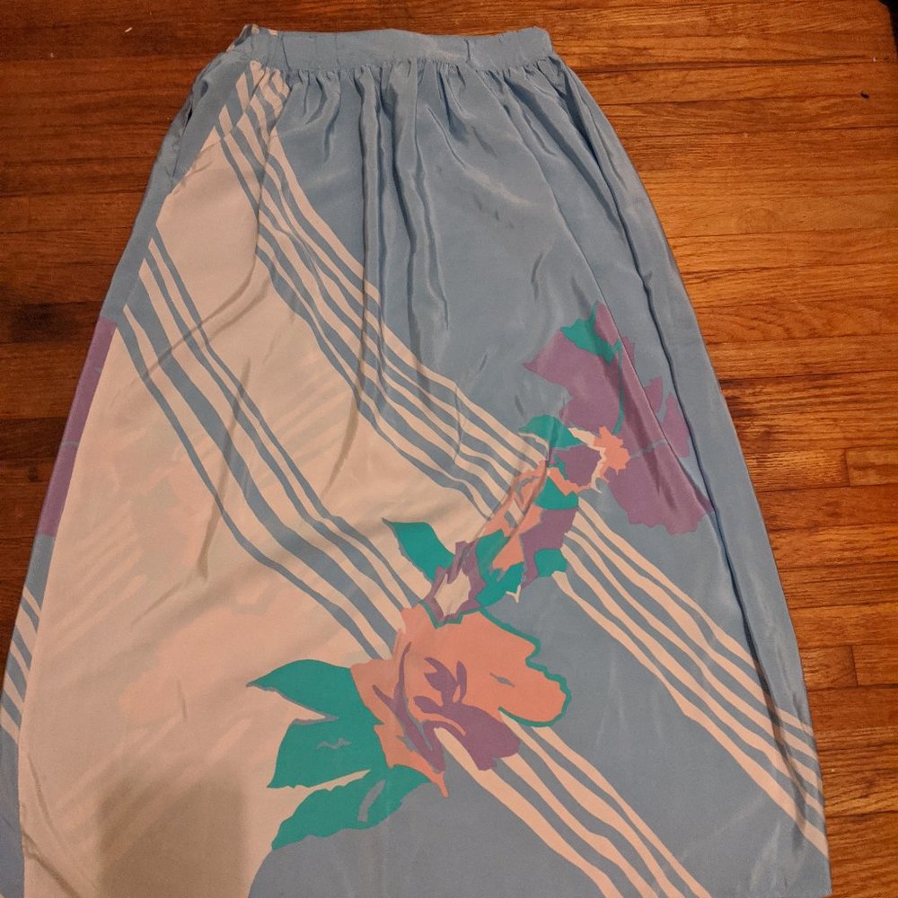 Blue floral maxi skirt